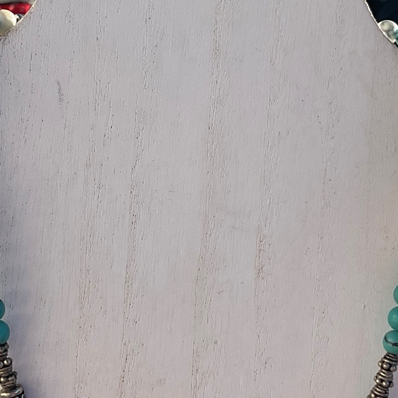 Faux Turquoise Silver Bead Necklace Pendant Howlite Fake Turquoise 20” Vintage - Picture 7 of 12